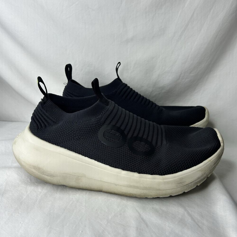 OOFOS Mens OOmy Zen Slip On Recovery Shoes Black White Sole Size 10.5